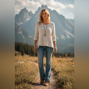 if it were me Speckled Knit Crew Neck Sweater